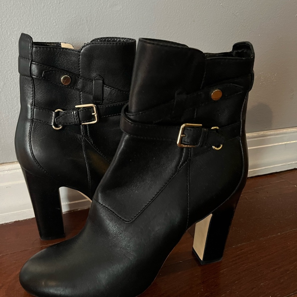 Jimmy Choo Black Heeled Boots with Buckle Details